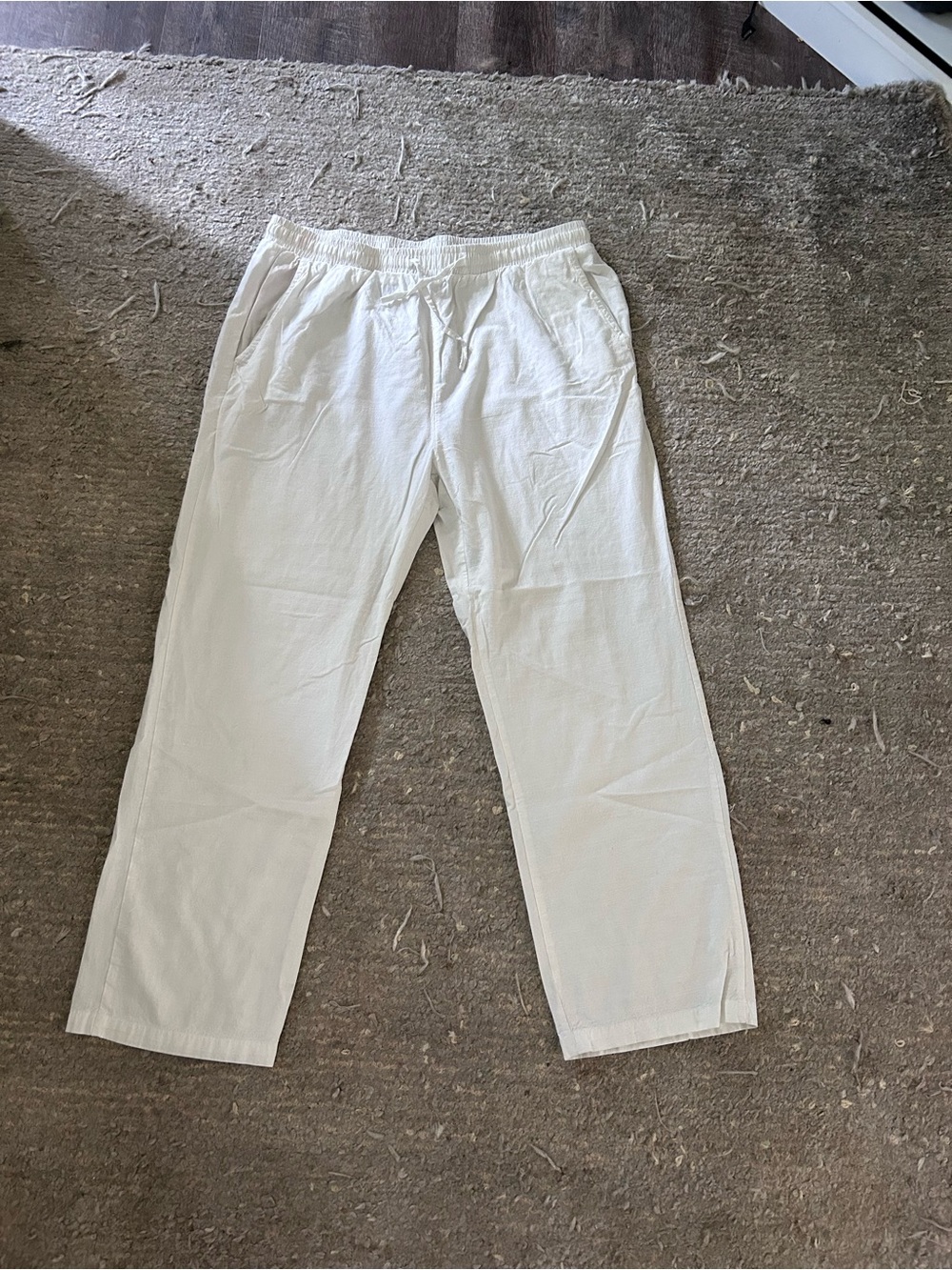 Men's Cream Drawstring Chinos — Relaxed Casual Fit
